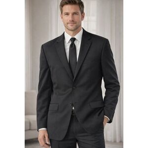 Zino Made Italy Black Wool Blazer Comero Super 120s Men's Suit Jacket 2 Button